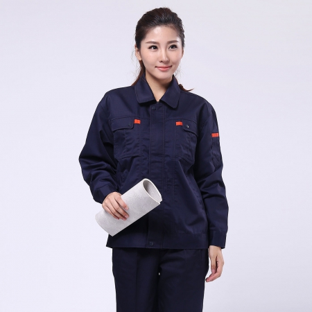 深蓝配桔红色重庆工作服AC069